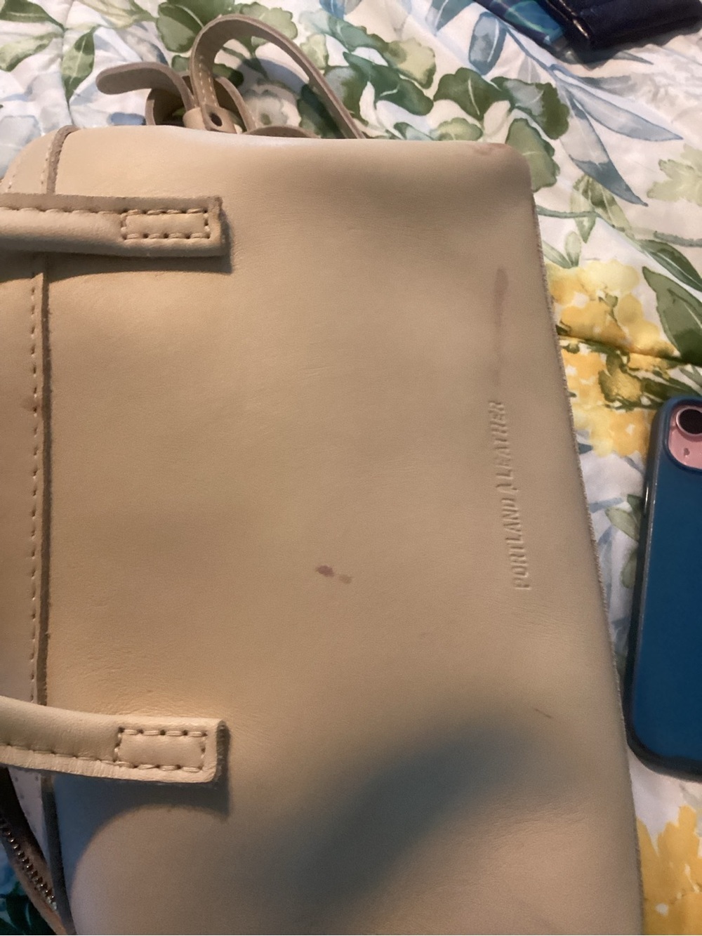 Portland Leather Cream Mini Bowler Satchel Crossbody Bag - Picture 3 of 9